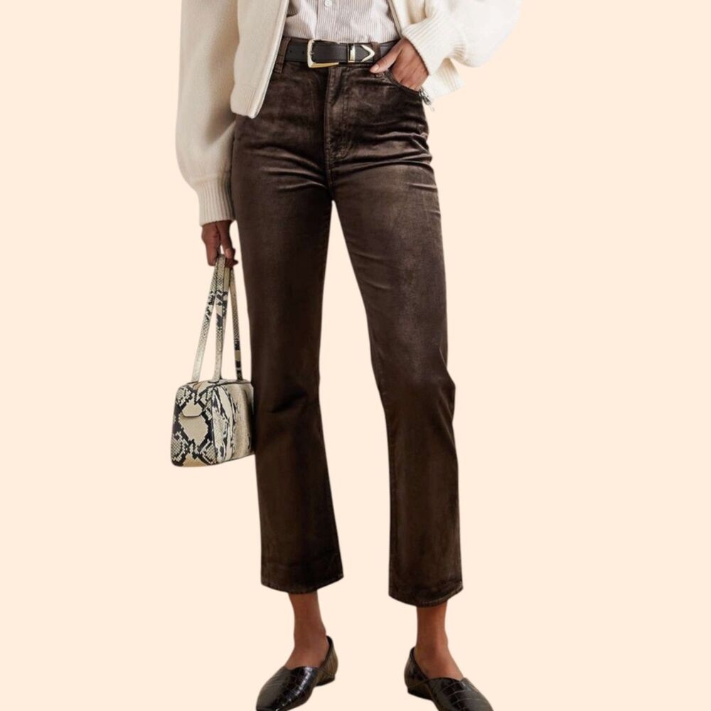 FRAME Le Sleek Straight Peppercorn Velvet